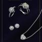 Round Brilliant Cut Diamond Ring&Earrings & Heart-shaped Diamond Necklace&Ring